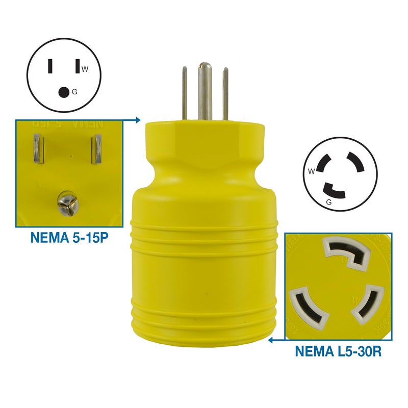 Conntek 30222-YW 15A to L5-30R Plug Adapter,Yellow - Image 2